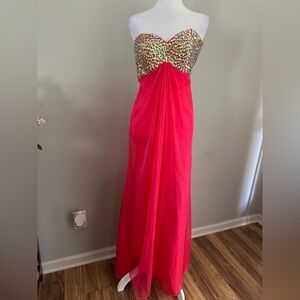 Anjolique Inspiration Boutique Elegant Prom Dress Off Shoulder Watermelon Size 4